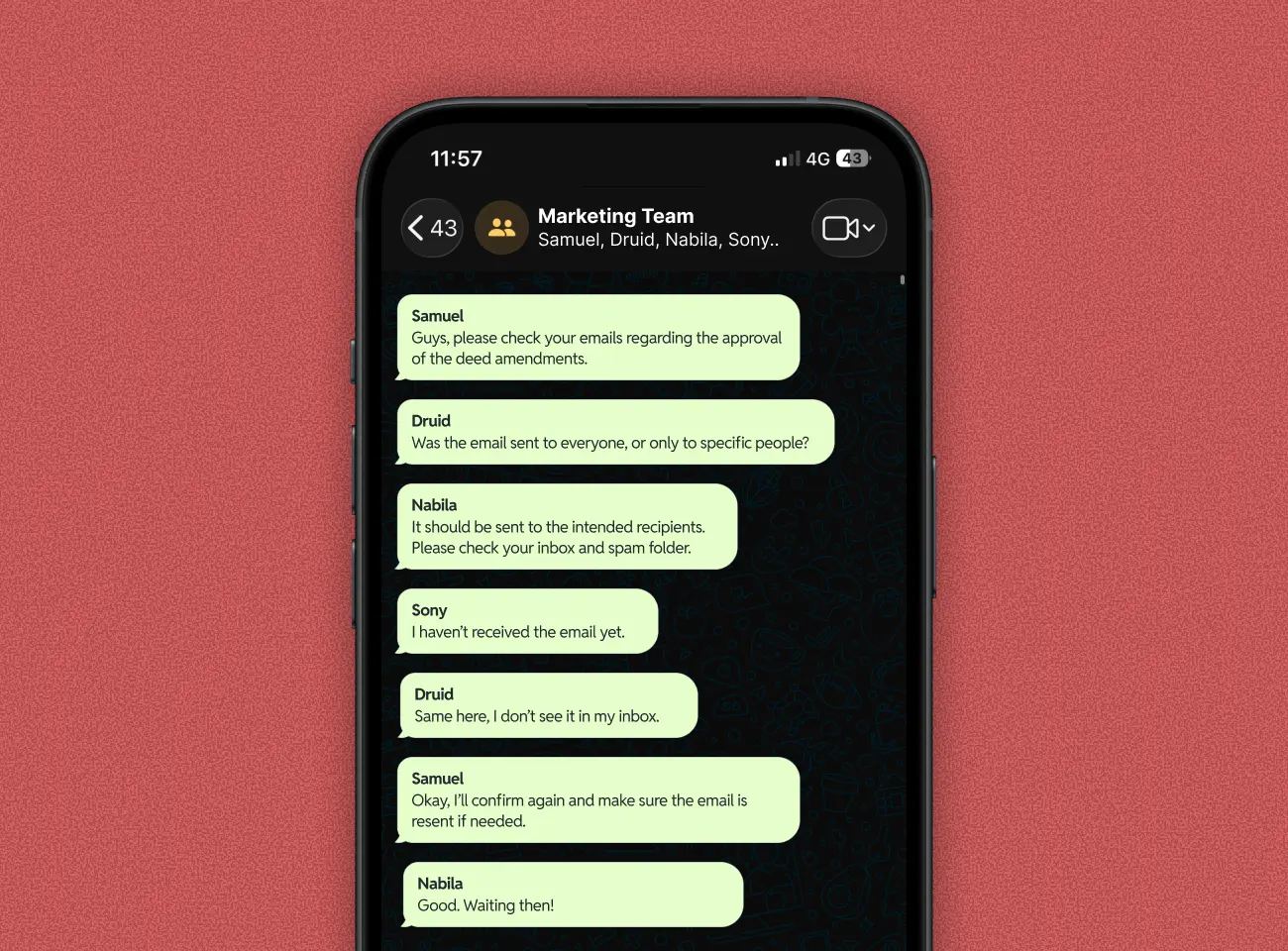 Before Sumrize scattered conversation mockup